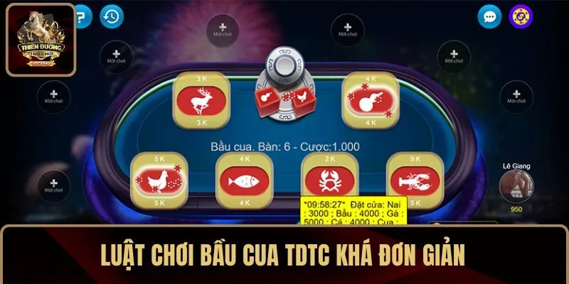 Luật chơi bầu cua TDTC khá đơn giản